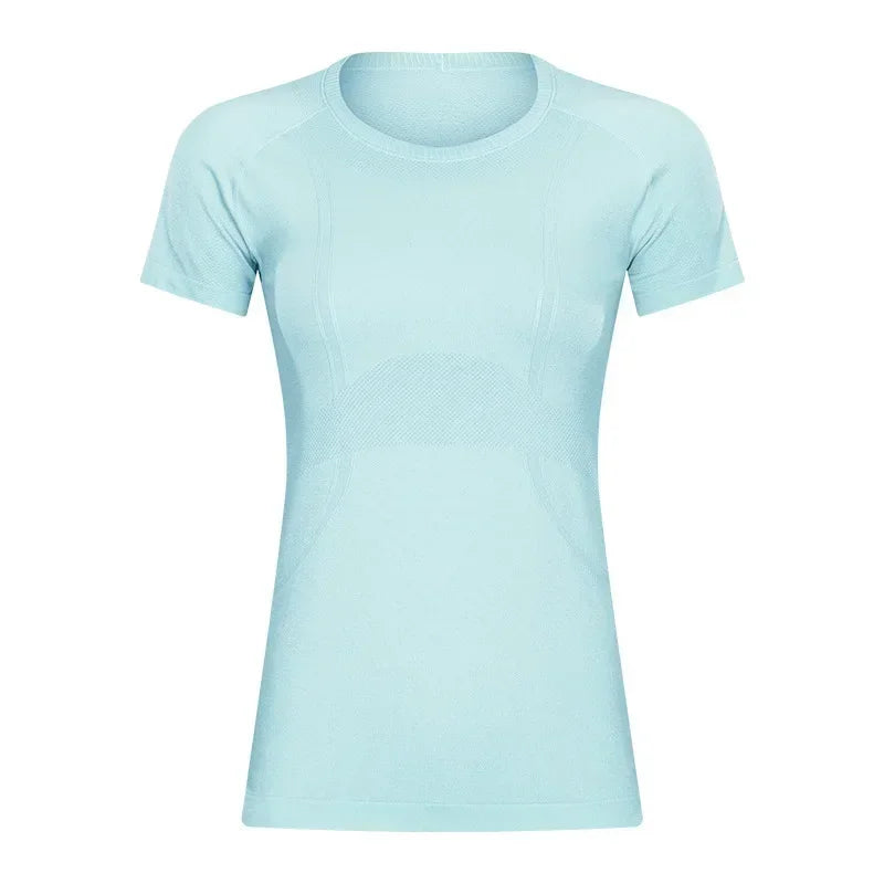 Lemon Slim Fit Workout Tops For Women Short Sleeve T-shirt Athletic Performance Gym Wear Fitness Yoga Shirts with Mesh Fabric