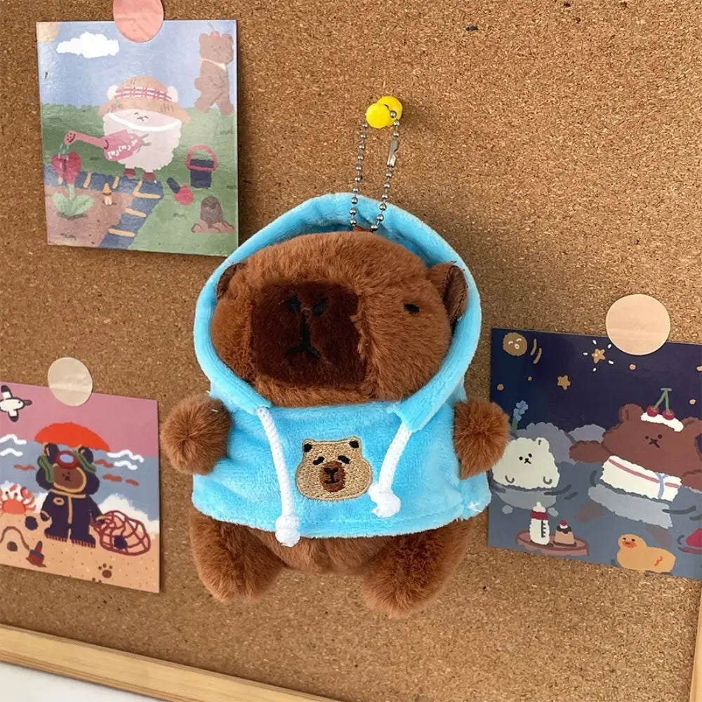 Kids Gift Fluffty Capybara Keychain Plush Hoodie Capybara Pendant Cute Cartoon Plush Capybaras Doll Toys