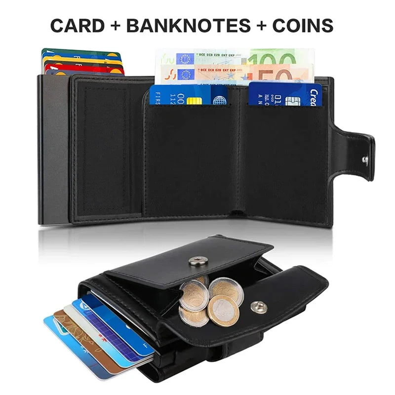 Rfid Micrfiber Leather Mens Wallets Pop Up Bank Credit Card Holder Wallet Money Bag Clutch Coin Purse Male Smart Wallets for Men