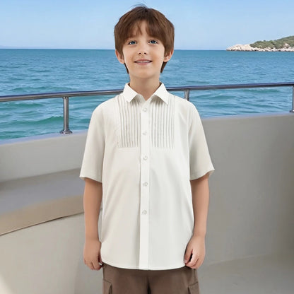 White Shirt Boy Dress Shirts Toddler Easter Church Oxford Clothes Kids Birthday Wedding School Gift Photograph Summer Clothing