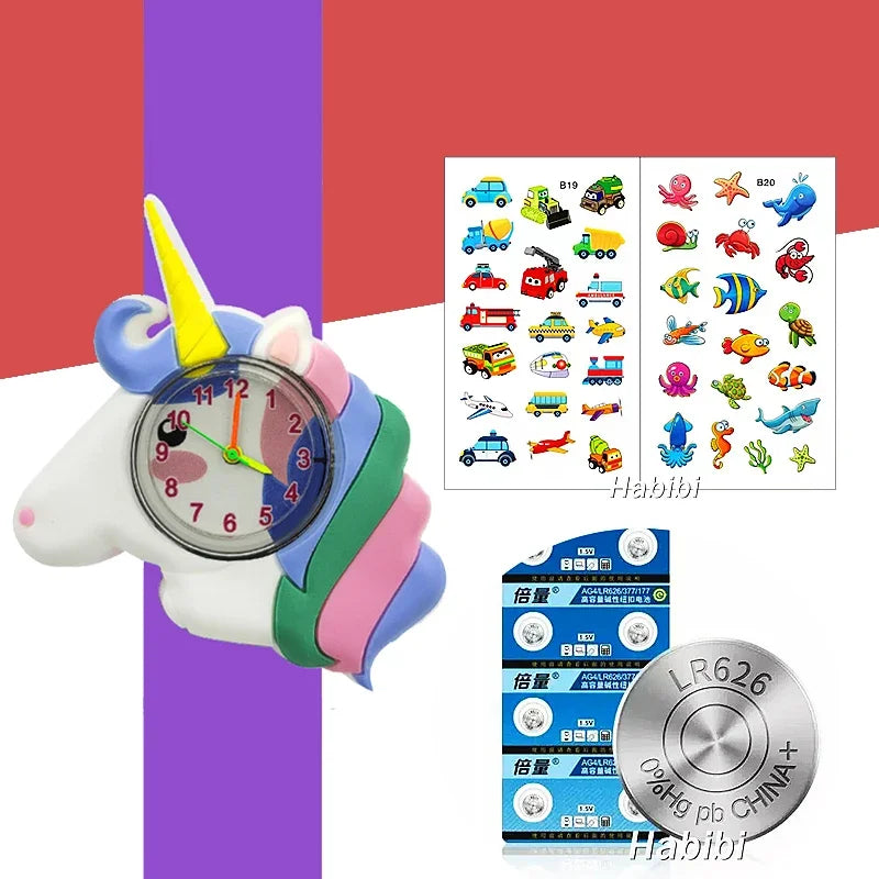 Children's Favorite Birthday Gift Toys Child Cartoon Watches for Boys Girls Colorful Lovely Kids Slap Wrist Watch Bracelet