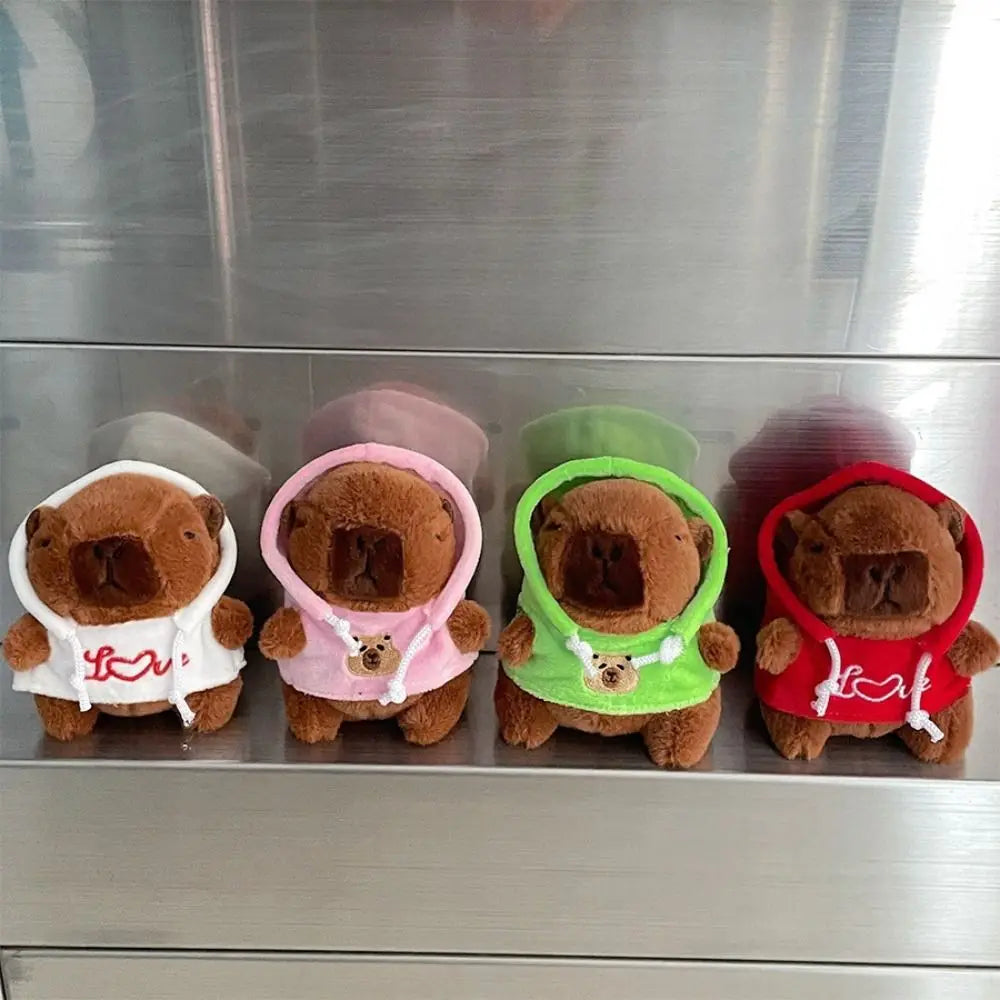 Kids Gift Fluffty Capybara Keychain Plush Hoodie Capybara Pendant Cute Cartoon Plush Capybaras Doll Toys
