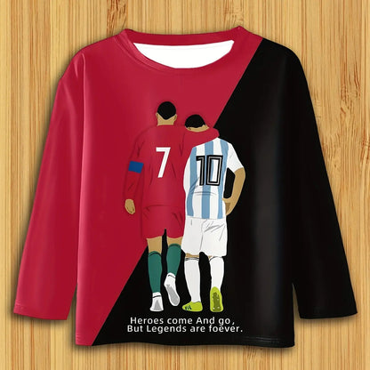 Children's Clothing Boys Tshirt Long Sleeve Stylish Soccer Printed Kids Spring Fall Clothes Casual Round Neck Girl Clothes Tops