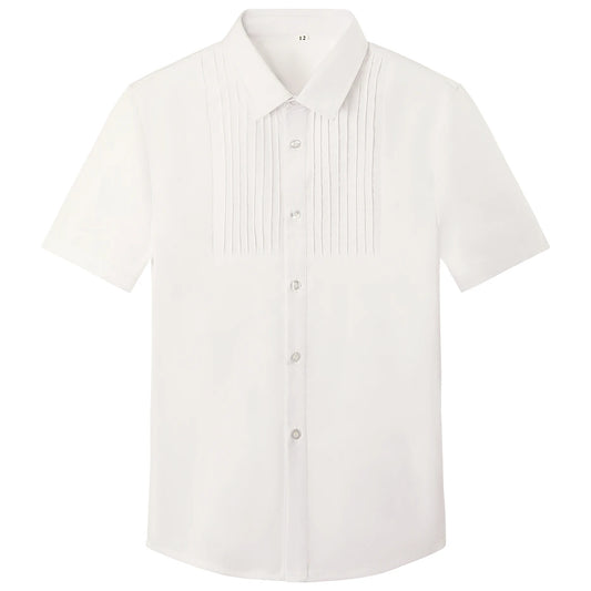 White Shirt Boy Dress Shirts Toddler Easter Church Oxford Clothes Kids Birthday Wedding School Gift Photograph Summer Clothing
