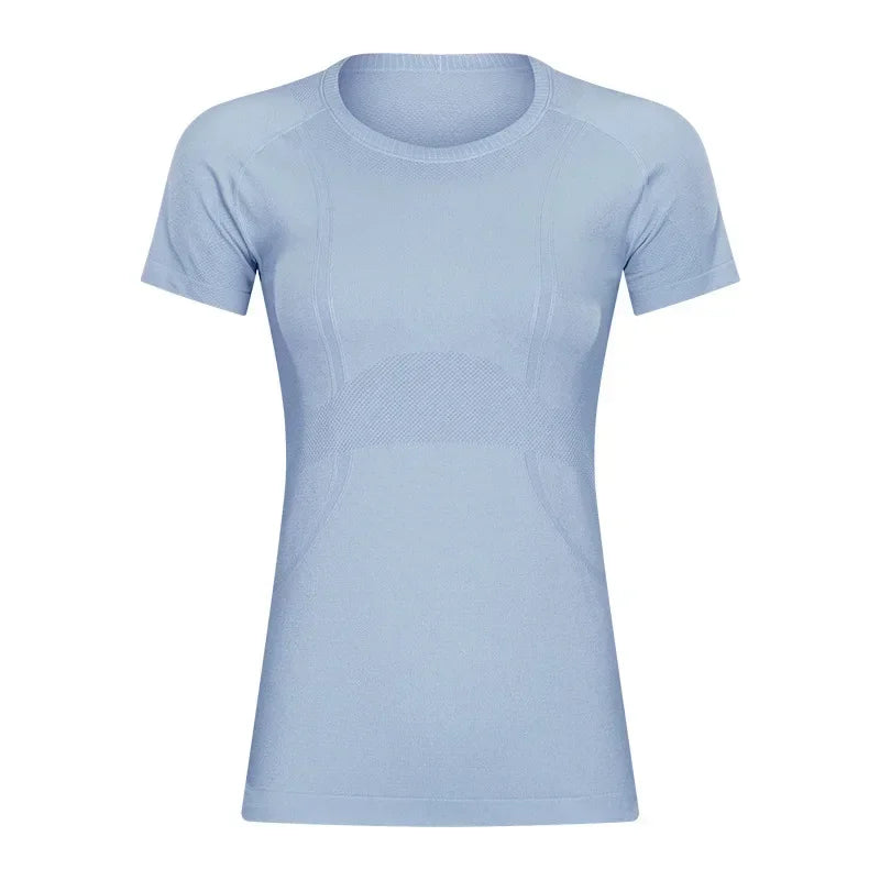 Lemon Slim Fit Workout Tops For Women Short Sleeve T-shirt Athletic Performance Gym Wear Fitness Yoga Shirts with Mesh Fabric