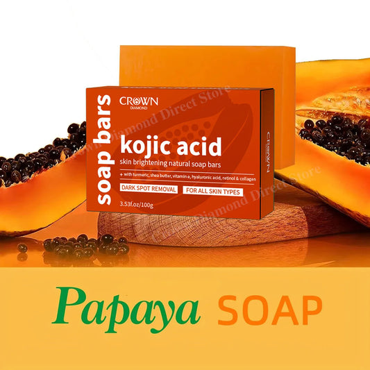 kojic Acid Papaya Soap Whitening Handmade Soap Lightening Skin Cleansing Anti-aging Whiten Melanin Under Armpit Leg Oil Soap