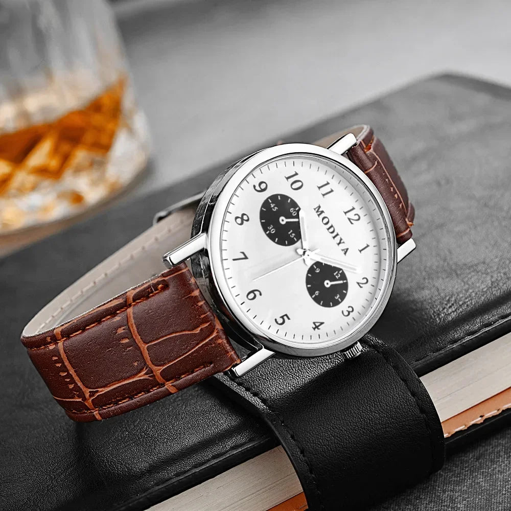 Men's Watches Business Wrist Watch Luxury Leather Strap Analog Watches Quartz Wristwatches Clock Men Women Casual Simple Watch