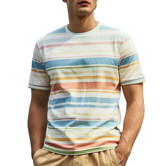 Mens Work Shirts Mens T-Shirts Tops Gifts Mens Womens Everyday Stripe Print Short Sleeve Crew Neck T-Shirt Tops Gym Tops
