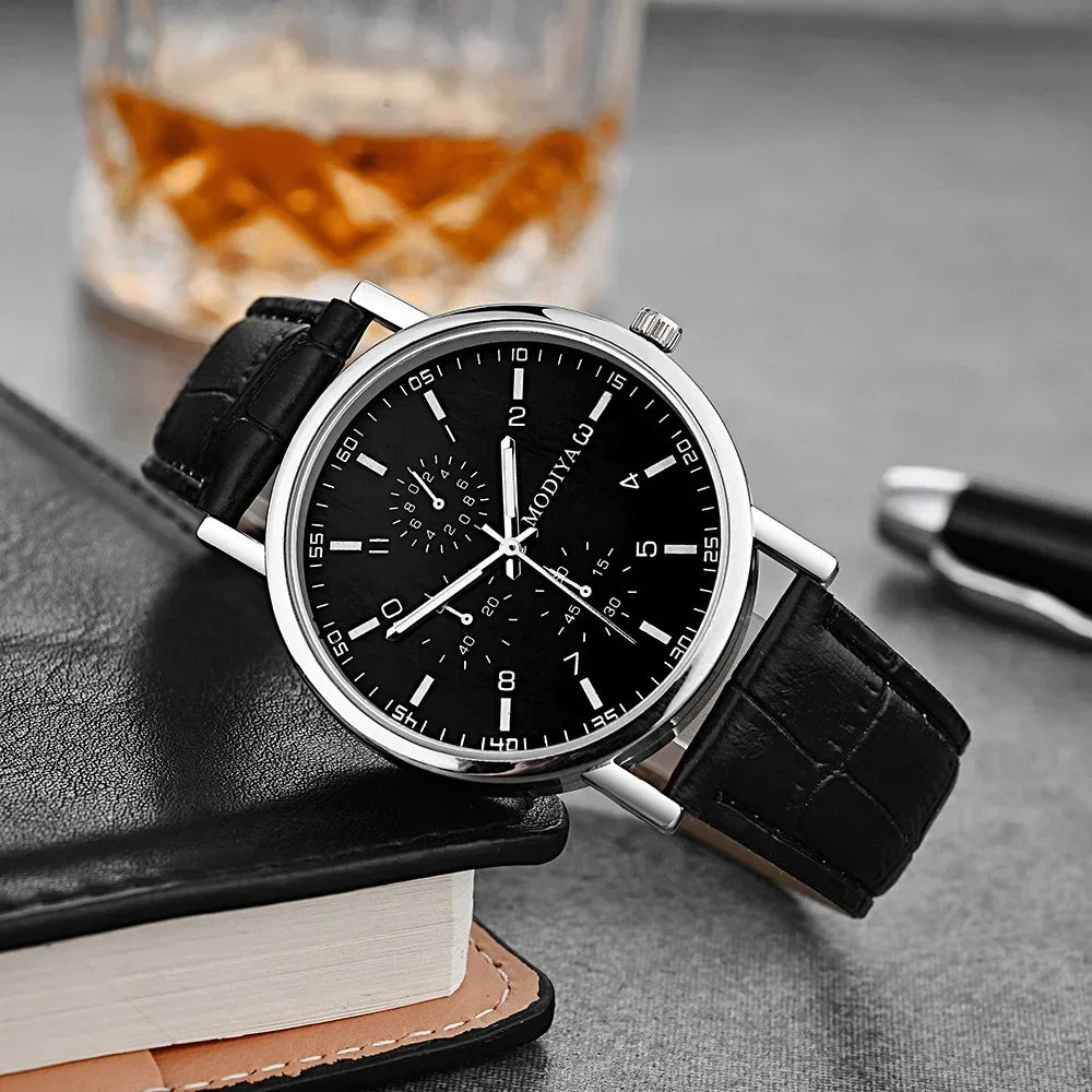 Men's Watches Business Wrist Watch Luxury Leather Strap Analog Watches Quartz Wristwatches Clock Men Women Casual Simple Watch