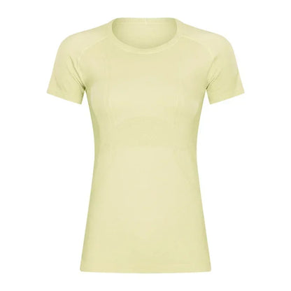 Lemon Slim Fit Workout Tops For Women Short Sleeve T-shirt Athletic Performance Gym Wear Fitness Yoga Shirts with Mesh Fabric