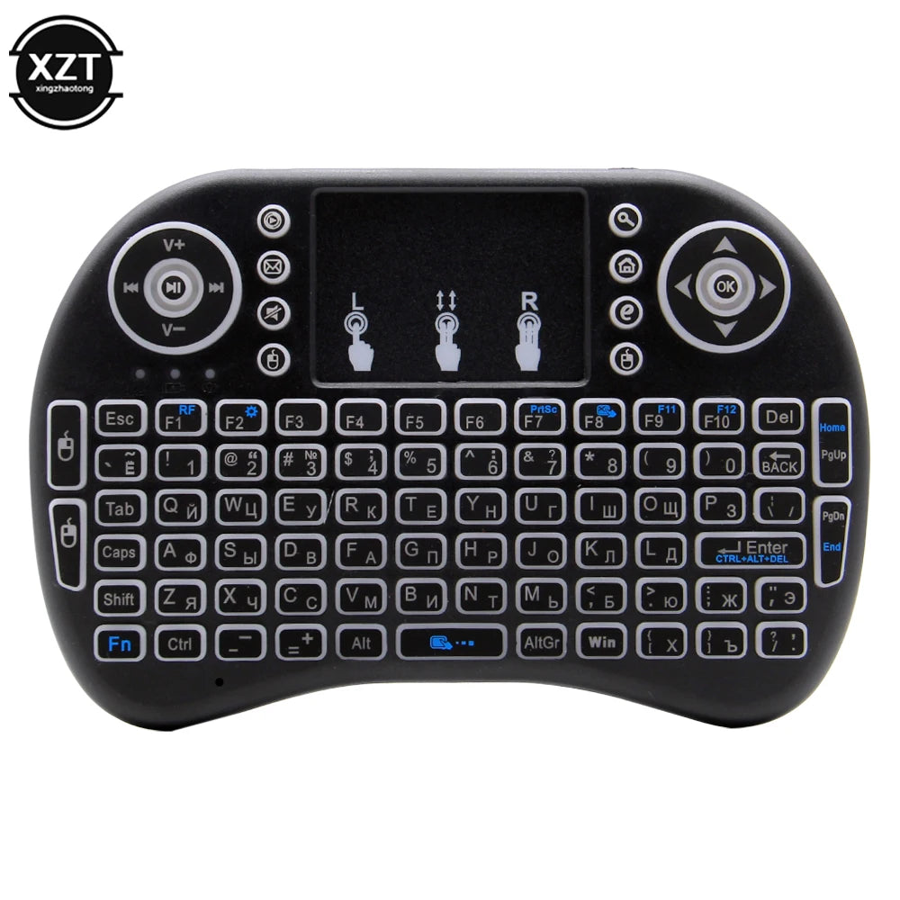 2.4G Mini Wireless Keyboard 3 Color Backlit I8 English Russian Air Mouse Touchpad Remote Control For Laptop TV BOX USB Receiver