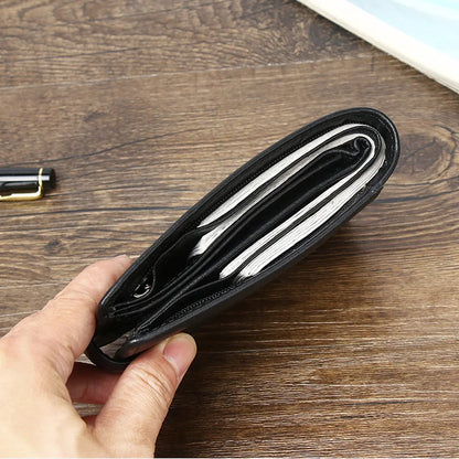 Rfid Genuine Leather Mens Wallet with Coin Pocket Bussiness Designer Mens Leather Wallet