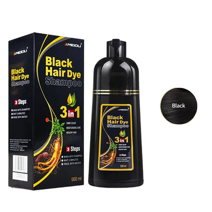 500ml Gray Hair Dye Darkening Shampoo 3in1 Instant Gray To Black Fast Natural Herbal Multiflorum Coloring Cover For Men Women