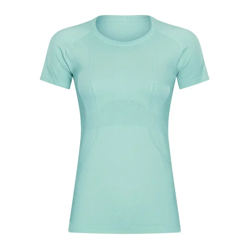 Lemon Slim Fit Workout Tops For Women Short Sleeve T-shirt Athletic Performance Gym Wear Fitness Yoga Shirts with Mesh Fabric