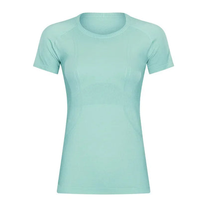 Lemon Slim Fit Workout Tops For Women Short Sleeve T-shirt Athletic Performance Gym Wear Fitness Yoga Shirts with Mesh Fabric