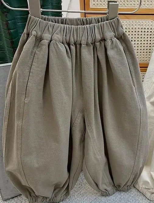 2025 Spring New Children Casual Pants For Girls Loose Harem Pants Cotton Baby Boys Trousers Solid Color Kids Clothes