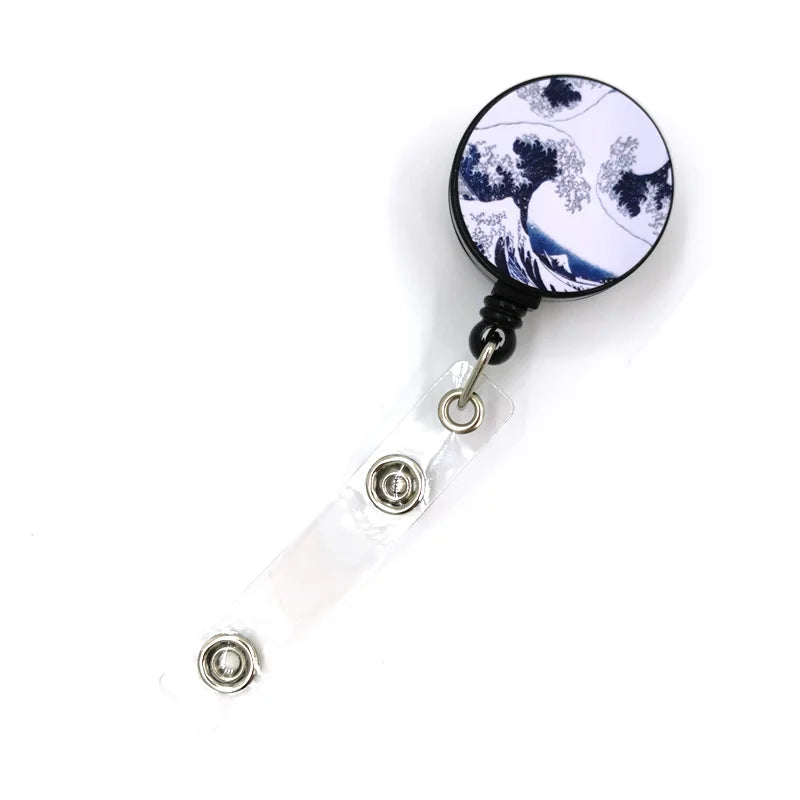 Art Painting Kanagawa Hokusai Waves Cute Card Cover Clip Lanyard Retractable Student Nurse Badge Badge Holder accessories